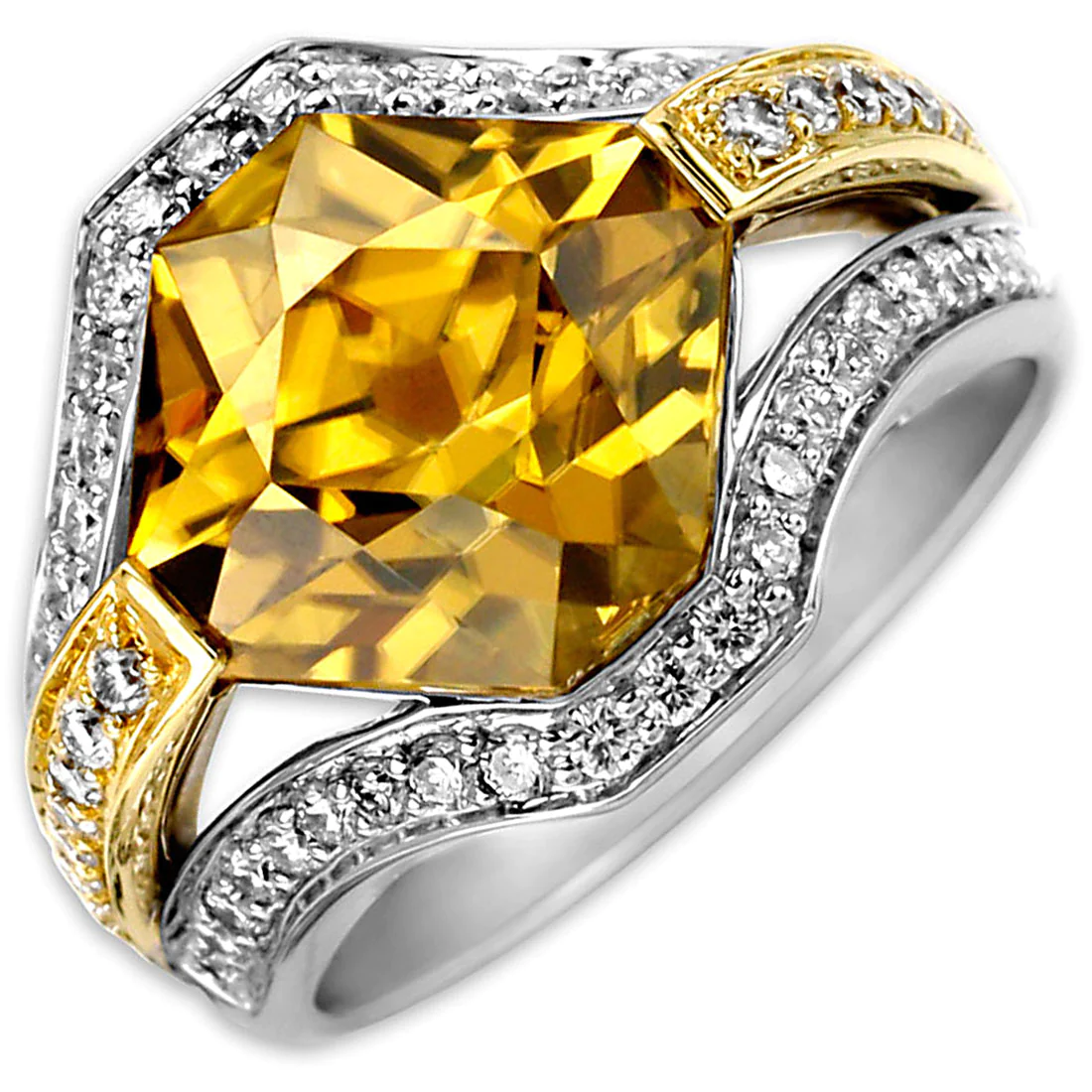 Square Cut Yellow Zircon Hollow Ring Ladies Luxury Ring - Temu